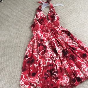 Red and white Adrianna Papell halter dress